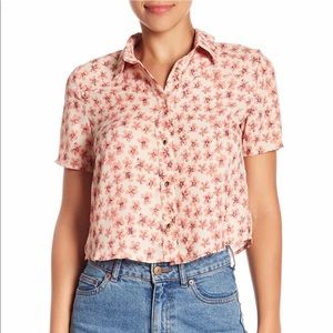 BLVD Short Sleeve Floral Print Blouse